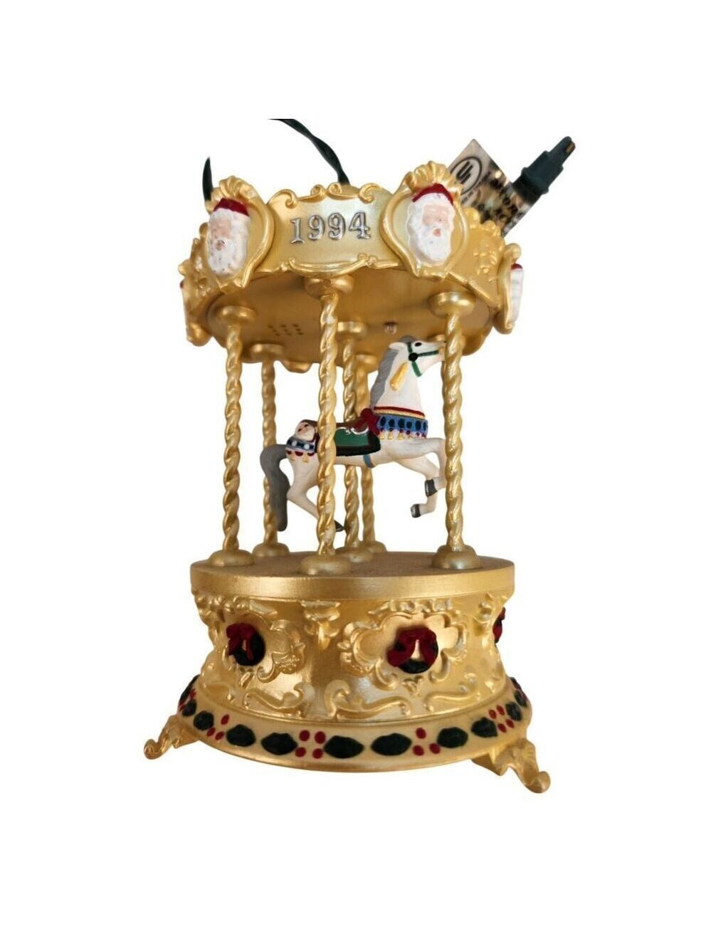 Hallmark Keepsake 1994 Gold Carousel Ornament Tobin Fraley Musical Lights